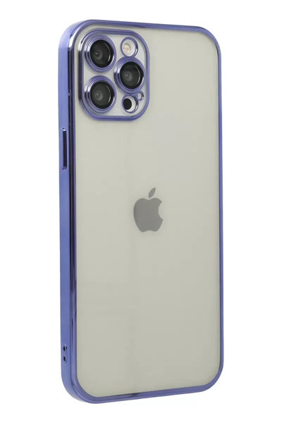 Apple iPhone 12 Pro Max Kılıf Lensli Silikon - Mor