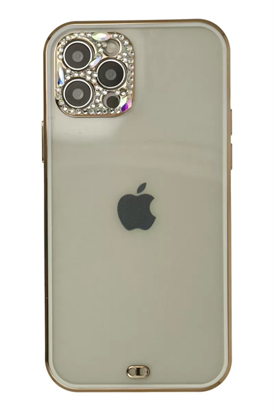 Apple iPhone 12 Pro Max Kılıf Liva Taşlı Silikon - Beyaz