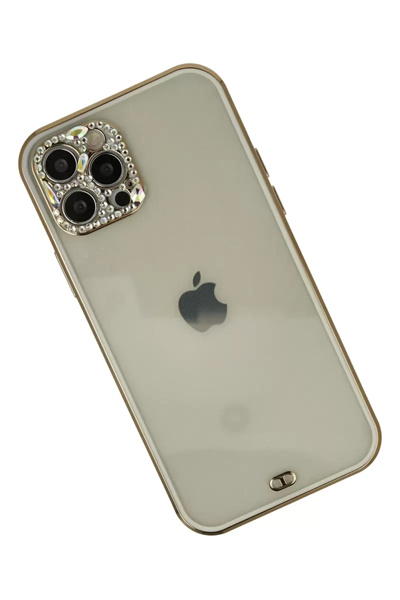 Apple iPhone 12 Pro Max Kılıf Liva Taşlı Silikon - Beyaz