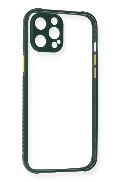 Apple iPhone 12 Pro Max Kılıf Miami Şeffaf Silikon - Koyu Yeşil