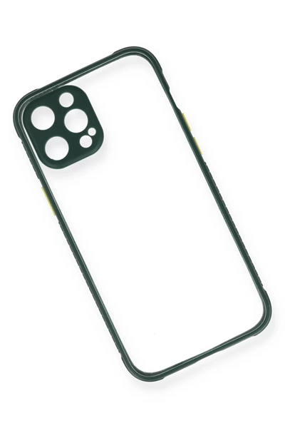 Apple iPhone 12 Pro Max Kılıf Miami Şeffaf Silikon - Koyu Yeşil