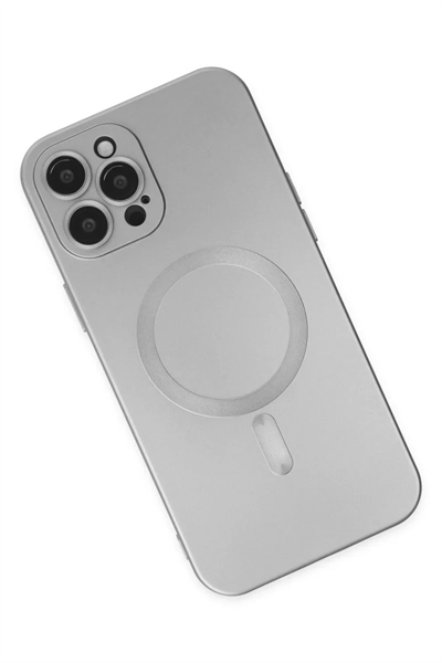 Apple iPhone 12 Pro Max Kılıf Moshi Lens Magneticsafe Silikon - Gümüş