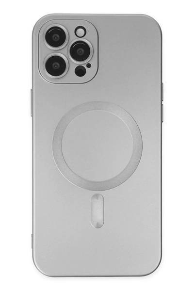 Apple iPhone 12 Pro Max Kılıf Moshi Lens Magneticsafe Silikon - Gümüş