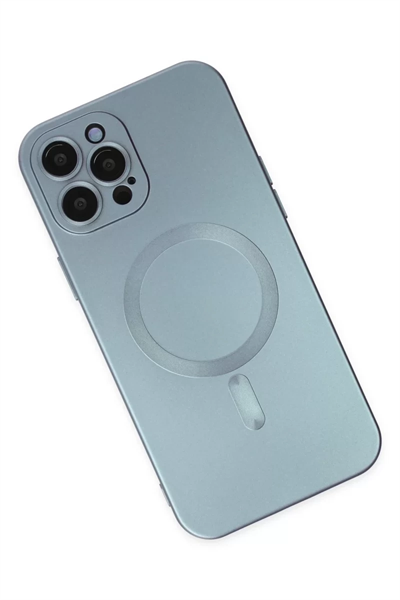 Apple iPhone 12 Pro Max Kılıf Moshi Lens Magneticsafe Silikon - Sierra Blue