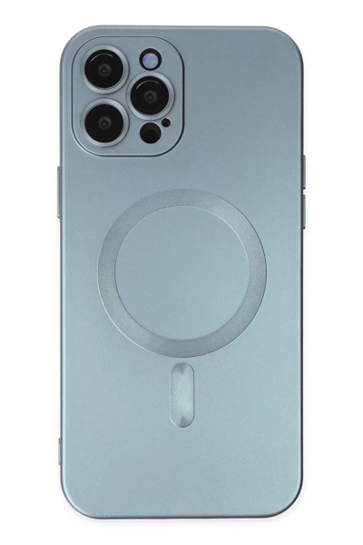 Apple iPhone 12 Pro Max Kılıf Moshi Lens Magneticsafe Silikon - Sierra Blue