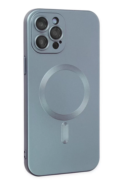 Apple iPhone 12 Pro Max Kılıf Moshi Lens Magneticsafe Silikon - Sierra Blue