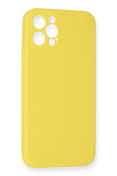Apple iPhone 12 Pro Max Kılıf Nano içi Kadife Silikon - Sarı