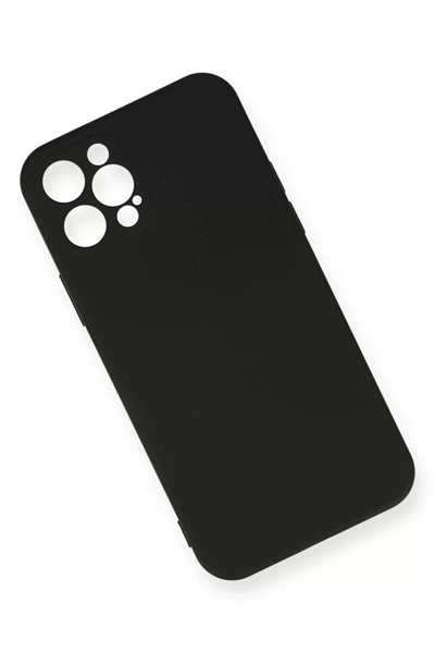 Apple iPhone 12 Pro Max Kılıf Nano içi Kadife Silikon - Siyah