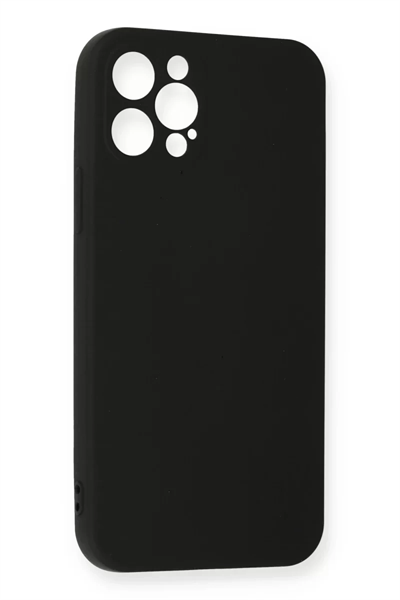 Apple iPhone 12 Pro Max Kılıf Nano içi Kadife Silikon - Siyah