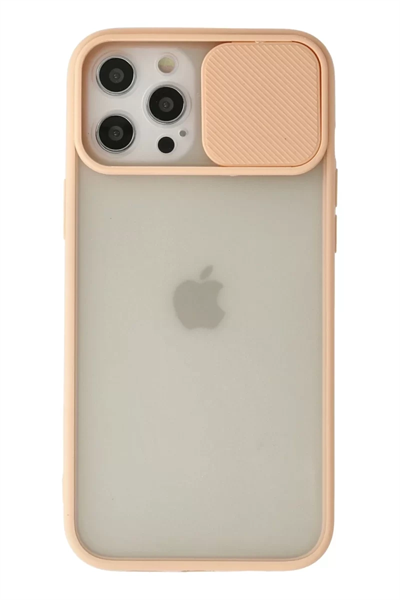 Apple iPhone 12 Pro Max Kılıf Palm Buzlu Kamera Sürgülü Silikon - Pembe