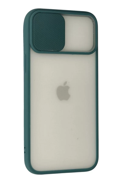 Apple iPhone 12 Pro Max Kılıf Palm Buzlu Kamera Sürgülü Silikon - Yeşil