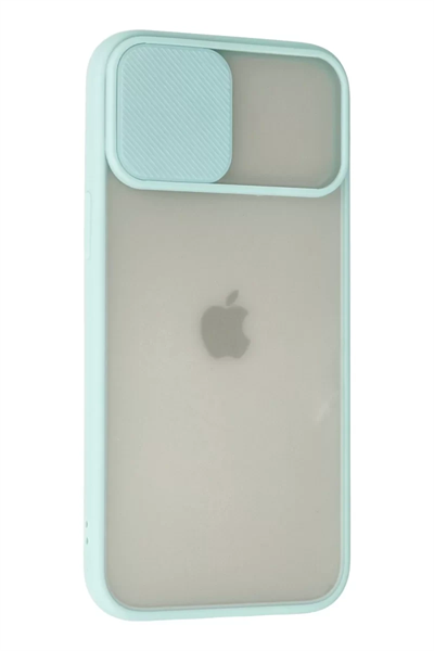 Apple iPhone 12 Pro Max Kılıf Palm Buzlu Kamera Sürgülü Silikon - Turkuaz