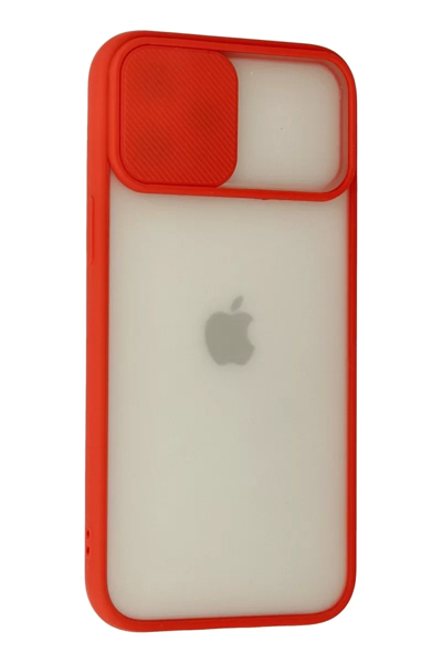Apple iPhone 12 Pro Max Kılıf Palm Buzlu Kamera Sürgülü Silikon - Kırmızı