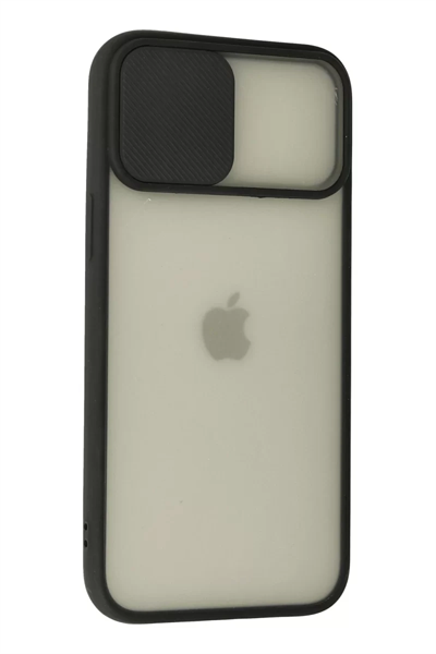 Apple iPhone 12 Pro Max Kılıf Palm Buzlu Kamera Sürgülü Silikon - Siyah