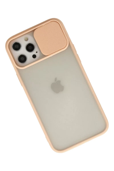 Apple iPhone 12 Pro Max Kılıf Palm Buzlu Kamera Sürgülü Silikon - Pembe