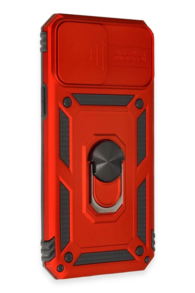 Apple iPhone 12 Pro Max Kılıf Pars Lens Yüzüklü Silikon - Kırmızı