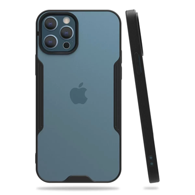 Apple iPhone 12 Pro Max Kılıf Platin Silikon - Siyah