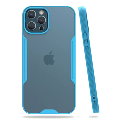 Apple iPhone 12 Pro Max Kılıf Platin Silikon - Mavi