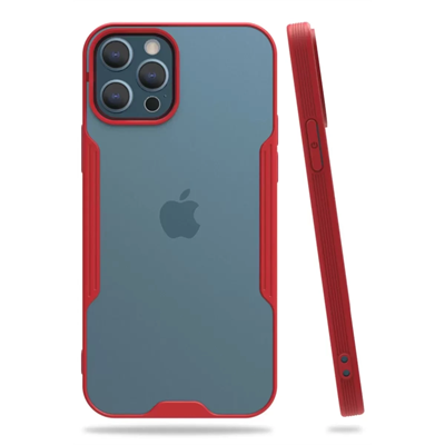 Apple iPhone 12 Pro Max Kılıf Platin Silikon - Kırmızı