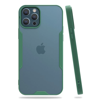 Apple iPhone 12 Pro Max Kılıf Platin Silikon - Yeşil