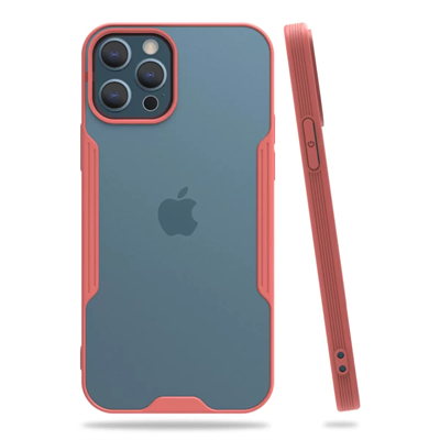 Apple iPhone 12 Pro Max Kılıf Platin Silikon - Pembe