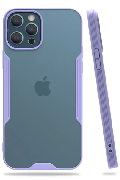 Apple iPhone 12 Pro Max Kılıf Platin Silikon - Lila