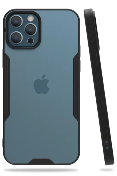 Apple iPhone 12 Pro Max Kılıf Platin Silikon - Siyah