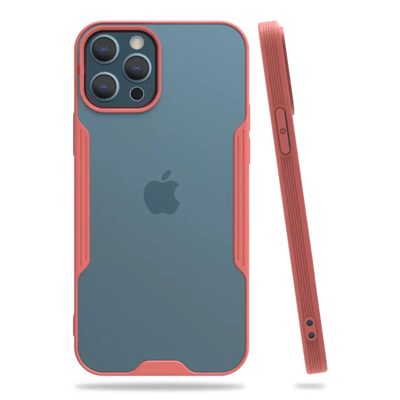 Apple iPhone 12 Pro Max Kılıf Platin Silikon - Pembe
