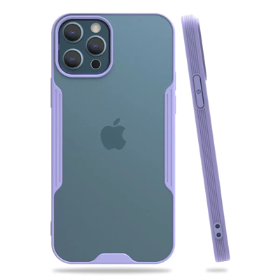 Apple iPhone 12 Pro Max Kılıf Platin Silikon - Lila