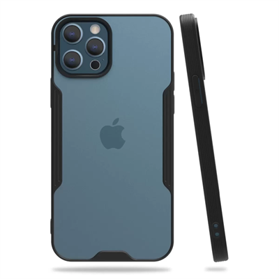 Apple iPhone 12 Pro Max Kılıf Platin Silikon - Siyah