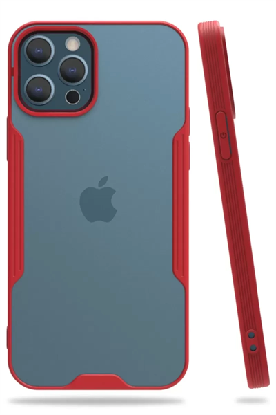 Apple iPhone 12 Pro Max Kılıf Platin Silikon - Kırmızı