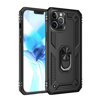 Apple iPhone 12 Pro Max Kılıf Sofya Yüzüklü Silikon Kapak - Siyah