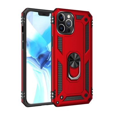 Apple iPhone 12 Pro Max Kılıf Sofya Yüzüklü Silikon Kapak - Kırmızı