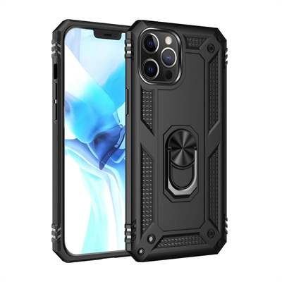 Apple iPhone 12 Pro Max Kılıf Sofya Yüzüklü Silikon Kapak - Siyah