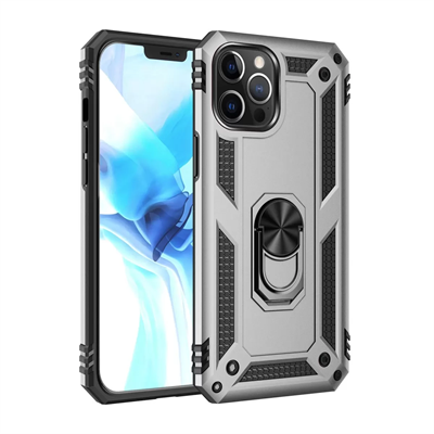 Apple iPhone 12 Pro Max Kılıf Sofya Yüzüklü Silikon Kapak - Gümüş