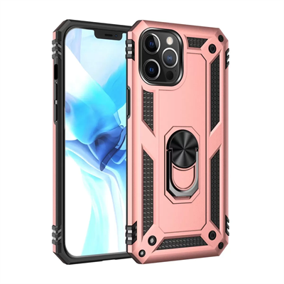 Apple iPhone 12 Pro Max Kılıf Sofya Yüzüklü Silikon Kapak - Rose