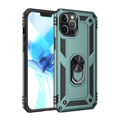 Apple iPhone 12 Pro Max Kılıf Sofya Yüzüklü Silikon Kapak - Yeşil