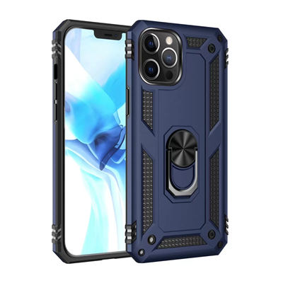 Apple iPhone 12 Pro Max Kılıf Sofya Yüzüklü Silikon Kapak - Lacivert