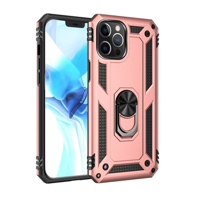 Apple iPhone 12 Pro Max Kılıf Sofya Yüzüklü Silikon Kapak - Rose