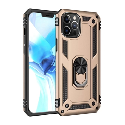 Apple iPhone 12 Pro Max Kılıf Sofya Yüzüklü Silikon Kapak - Gold