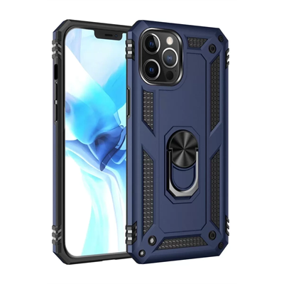 Apple iPhone 12 Pro Max Kılıf Sofya Yüzüklü Silikon Kapak - Lacivert