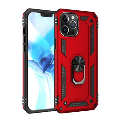 Apple iPhone 12 Pro Max Kılıf Sofya Yüzüklü Silikon Kapak - Kırmızı