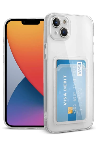 Apple iPhone 13 Kılıf Kart Şeffaf Silikon - Şeffaf