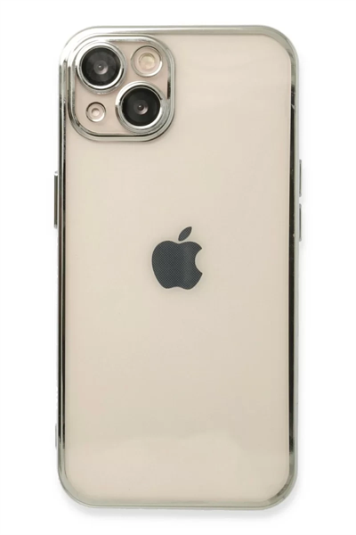 Apple iPhone 13 Kılıf Lensli Silikon - Gümüş