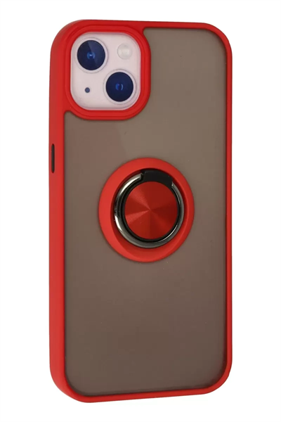 Apple iPhone 13 Kılıf Montreal Yüzüklü Silikon Kapak - Kırmızı