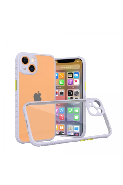 Apple iPhone 13 Mini Kılıf Miami Şeffaf Silikon - Lila