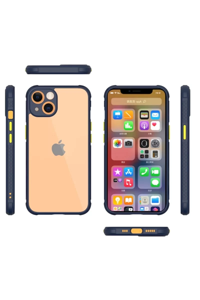Apple iPhone 13 Mini Kılıf Miami Şeffaf Silikon - Lacivert
