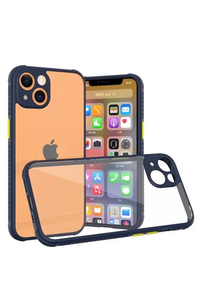 Apple iPhone 13 Mini Kılıf Miami Şeffaf Silikon - Lacivert
