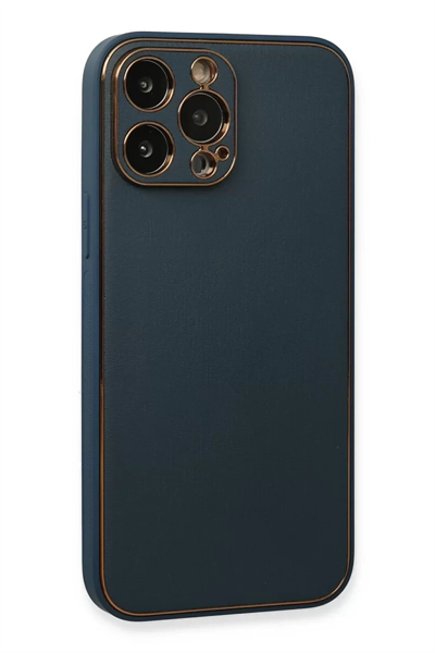 Apple iPhone 13 Pro Kılıf Coco Deri Silikon Kapak - Mavi