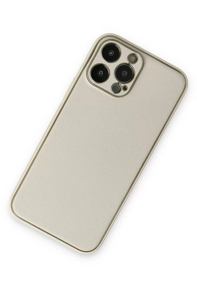 Apple iPhone 13 Pro Kılıf Coco Deri Silikon Kapak - Beyaz